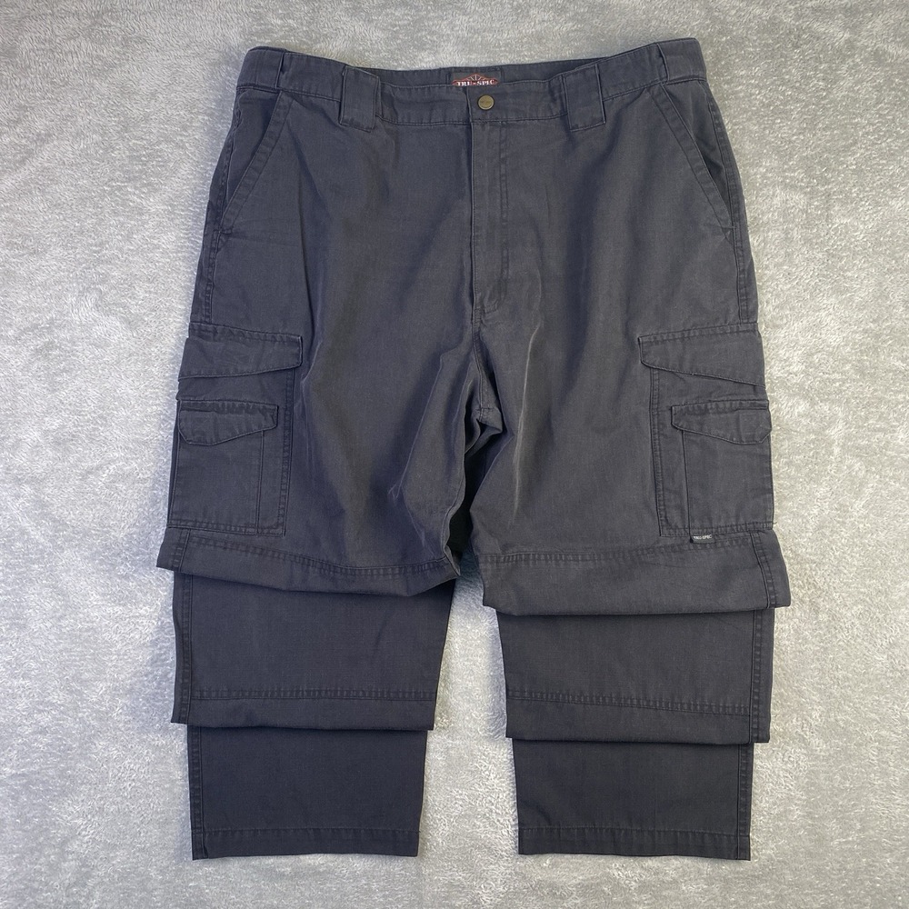 TRU-SPEC Tactical Pants Men 42x30 Black Adjustable Cargo Ripstop Military Work